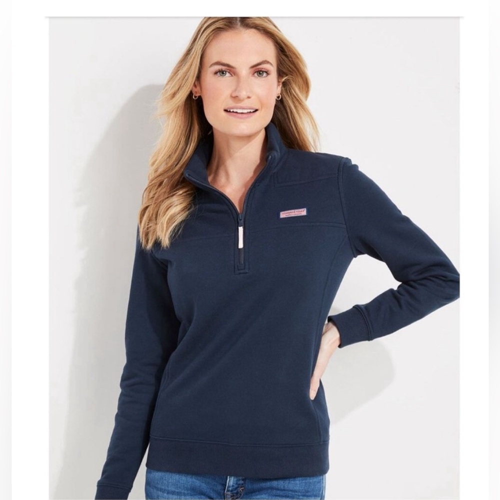 Vineyard Vines Shep shirt pullover zip sweatshirt women’s Navy Blue Sz S Cotton